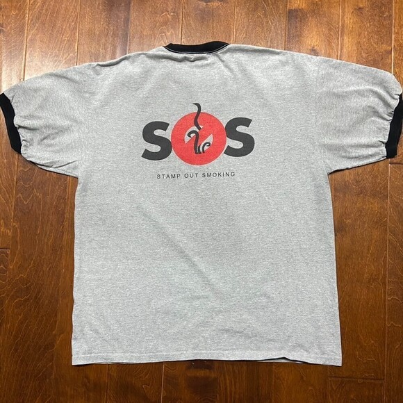 UAPB Vintage HBCU Stamp Out Smoking Ringer T-Shirt Gray Black Men's 2X - Picture 4 of 6